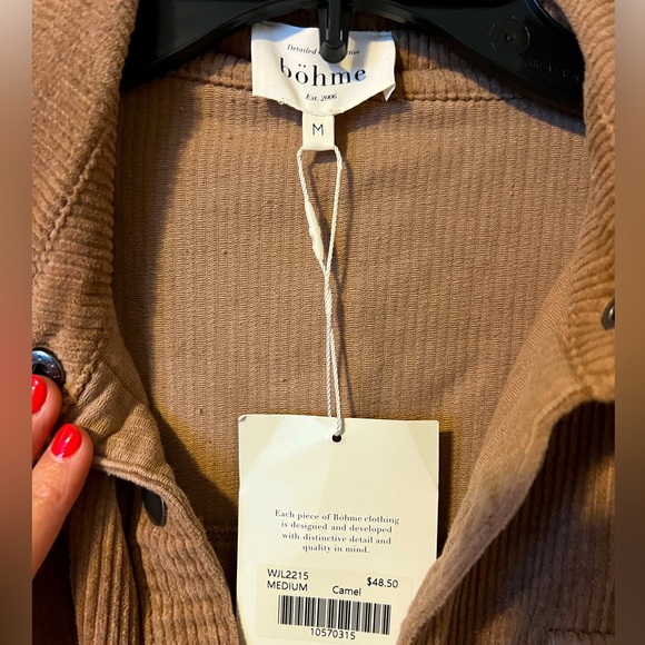 Corduroy Beige Button Up Tunic Style - Picture 3 of 3